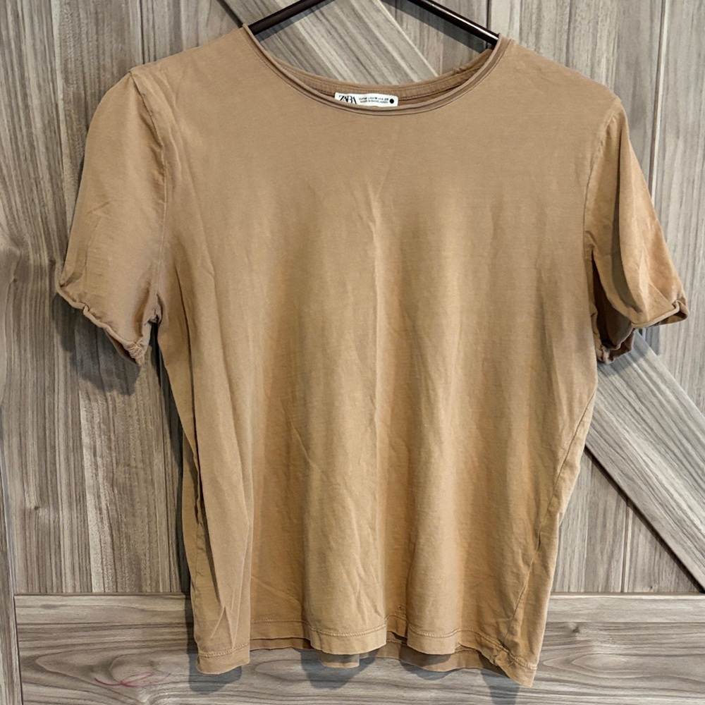 Zara Tan Short Sleeve Top